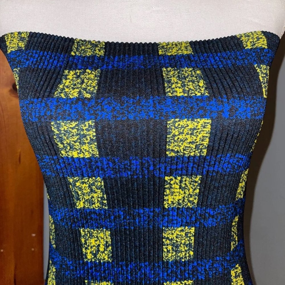 NWT Kitty Joseph‎ Womens Crepe Sheath Dress Black Blue Strapless Size Small
